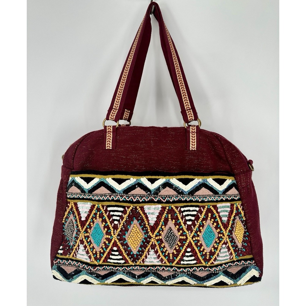 American & Beyond Embellished Beaded Travel Bag Purse Crossbody